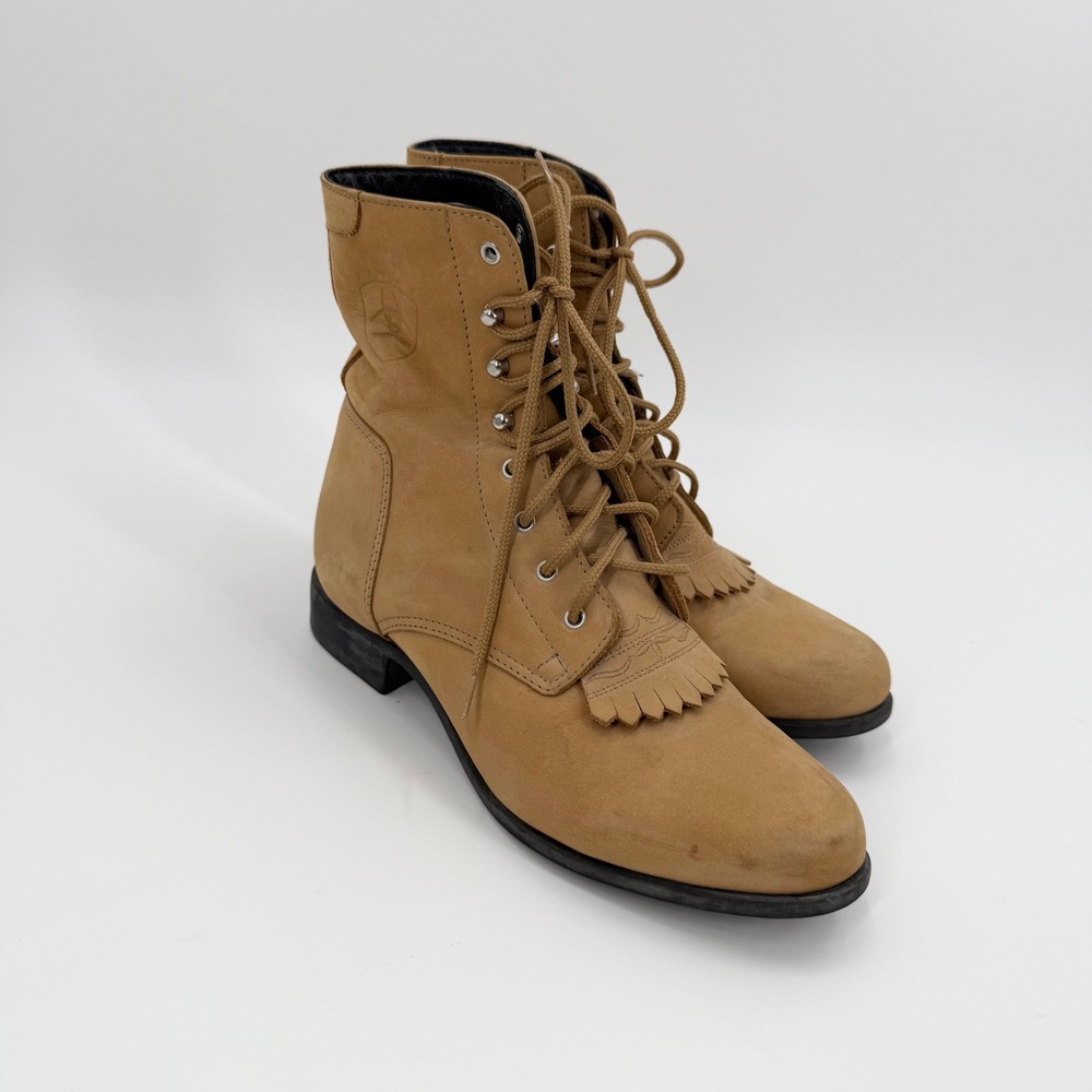 Ariat Heritage Lacer Roper Kiltie Tan Western Lace-up Ankle Boots Women 8